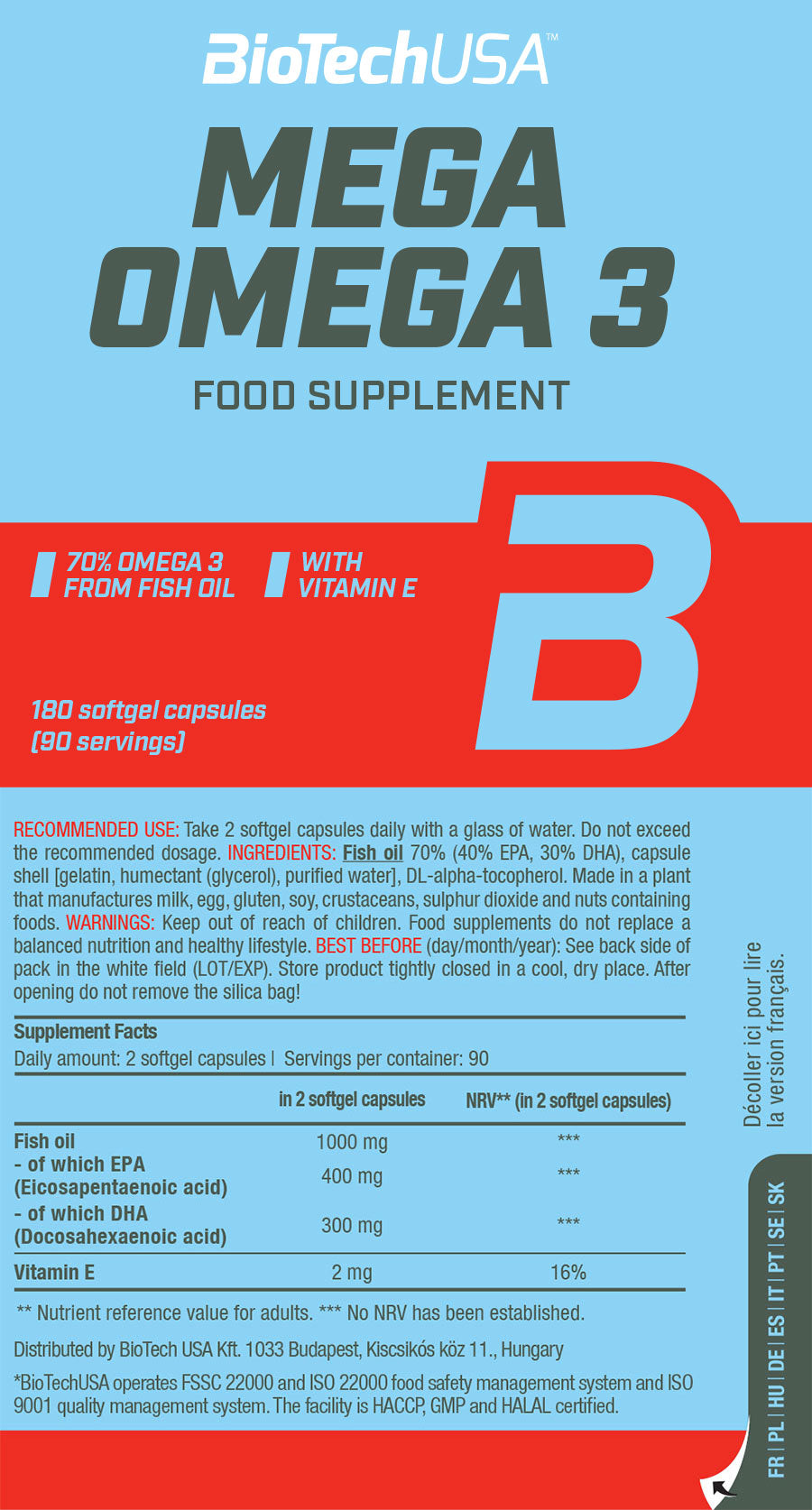 BioTechUSA Mega Omega 3 Capsules