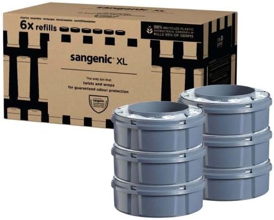 Tommee Tippee Twist & Click Nappy Bin XL Refill Cassettes, Pack of 6