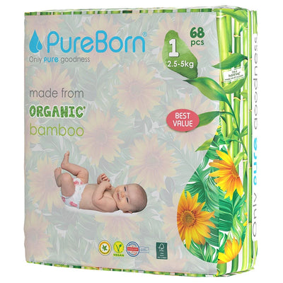 PureBorn Diapers Size 1 (up to 5kg)