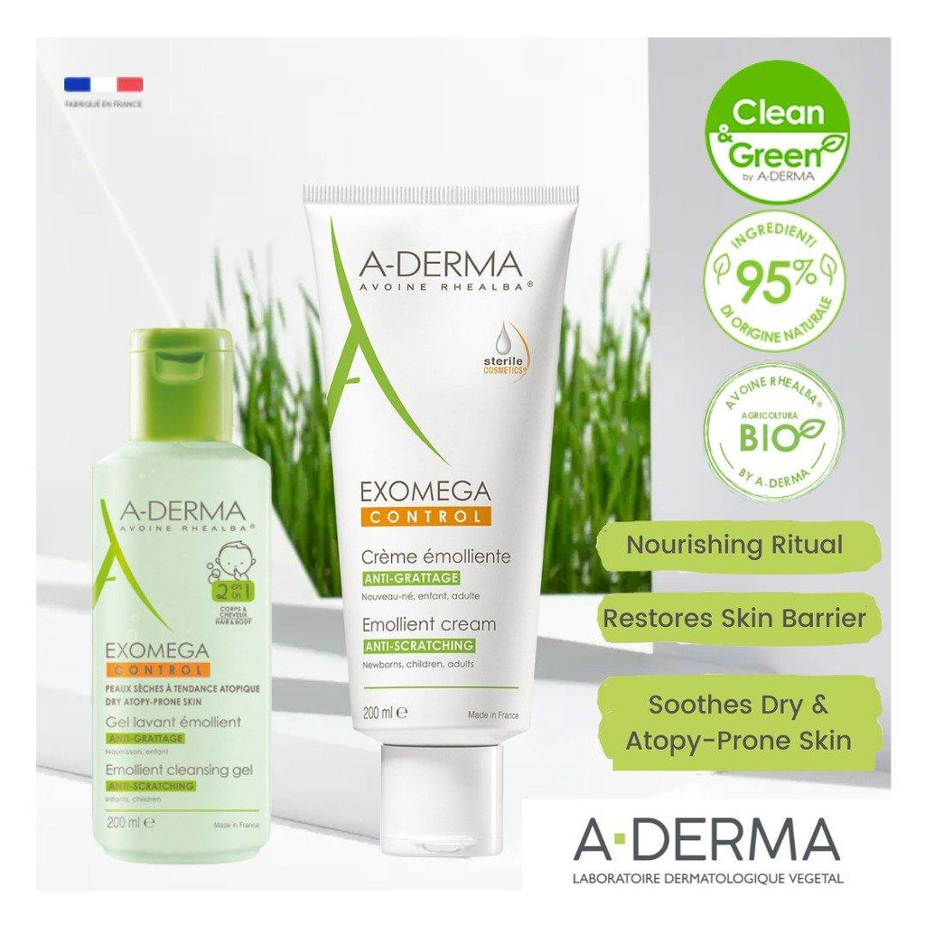 Aderma Exomega Control Bundle Emollient Cleansing Gel And Emollient Cream