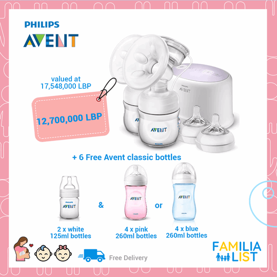 Avent Double Electrical Pump + 6 Free Avent Classic Bottles