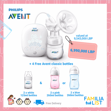 Avent Single Electrical Pump + 4 Bottles