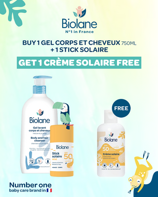 Biolane Buy Gel Corps et Cheveux 750ml+Stick Solaire Get Crème Solaire FREE