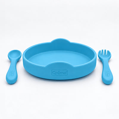 Optimal Non-slip Silicone Baby Feeding Plate Set (4m+)