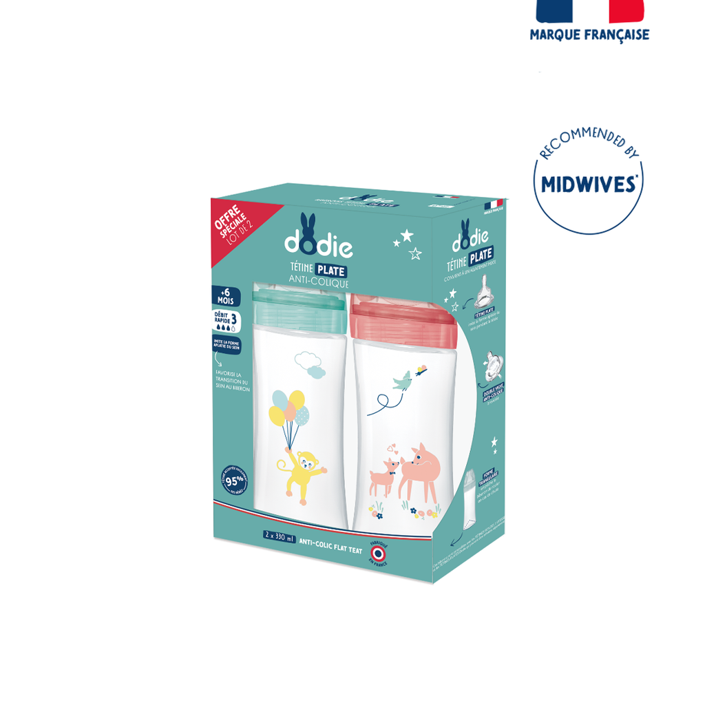 Dodie Bottle Sensation+ Anti-Colic 0-6 Months Flat Teat