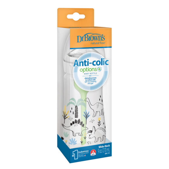 Dr Brown's Anti-Colic Options+ Baby Bottle Wide-Neck Multi-Dino