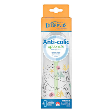 Dr Brown's Anti-Colic Options+ Baby Bottle Wide-Neck Ocean Whale