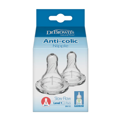 Dr Brown's Narrow Baby Bottle Silicone Nipple Pack of 2