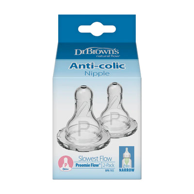 Dr Brown's Narrow Baby Bottle Silicone Nipple Pack of 2