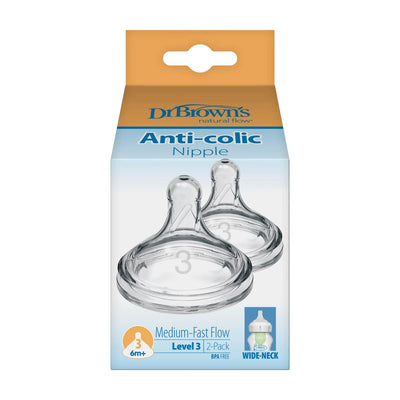 Dr Brown's Options+ Wide Baby Bottle Silicone Nipple Pack of 2