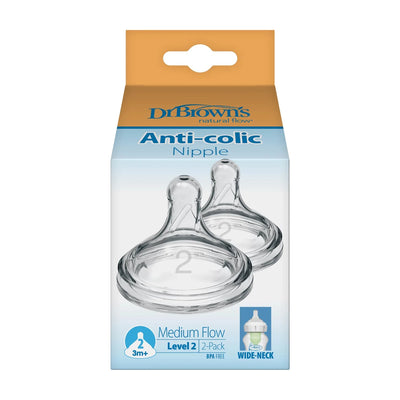Dr Brown's Options+ Wide Baby Bottle Silicone Nipple Pack of 2