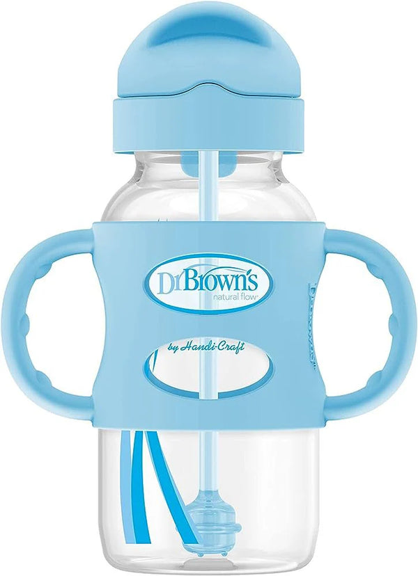 Dr Brown's Sippy Straw Wide Neck Bottle with Silicone Handles (270ml)