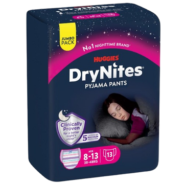 DryNites Pyjama Pants For Girls Age 8 to 13 (30-48Kg) 13 Pieces