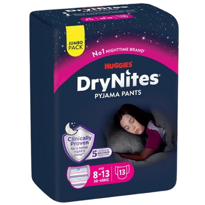 DryNites Pyjama Pants For Girls Age 8 to 13 (30-48Kg) 13 Pieces
