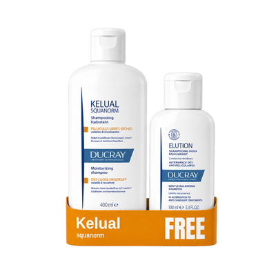 Ducray Buy Ducray Kelual Squanorm anti-dandruff treatment shampoo & get a FREE 100ml Elution Rebalancing Anti-dandruff shampoo