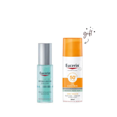 Eucerin Bundle Hyaluron-Filler Moisture Booster + Free Eucerin Oil Control Sun Gel-Cream Dry Touch 50+