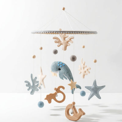 Miila Ocean Whale Baby Nursery Mobile – Blue - White Plastic Stand