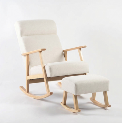 Miila Rocking Chair with foot Rest - Off-White