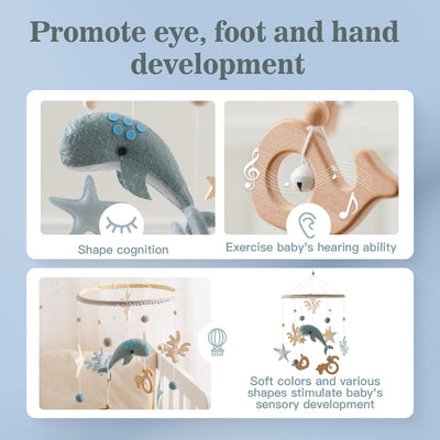 Miila Ocean Whale Baby Nursery Mobile – Blue
