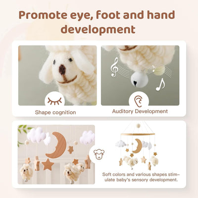 Miila Stars & Sheep Baby Nursery Mobile - Wooden Stand