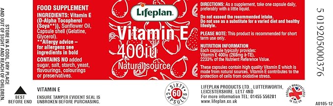 Lifeplan Vitamin E 400 iu