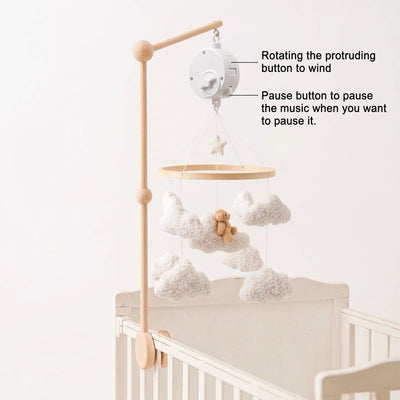Miila Clouds & Bear Baby Nursery Mobile – White