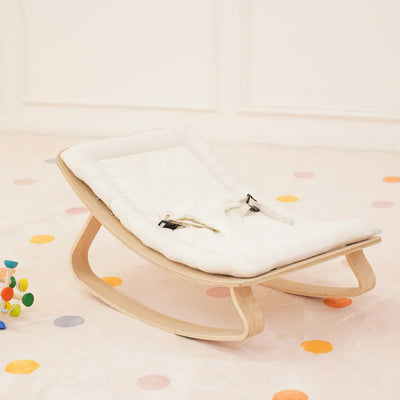 Miila Nest Wooden Baby Rocker Natural Infant Lounger with Soft Padded Seat
