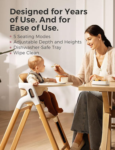 Momcozy DinerPal Wooden High Chair for Babies
