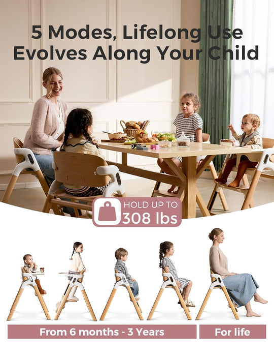 Momcozy DinerPal Wooden High Chair for Babies