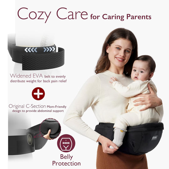 Momcozy Hip Seat Baby Carrier - Black