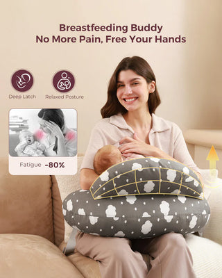 Momcozy Multifunctional and Adjustable Nursing Pillow Grey
