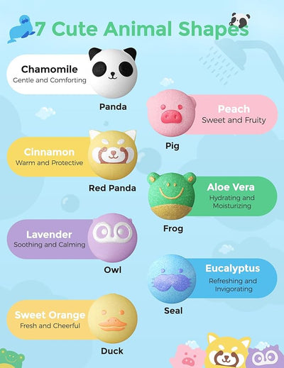 Momcozy Natural Essential Oil Bath Bombs with 7 Cute Animal Shapes (14 Pcs)