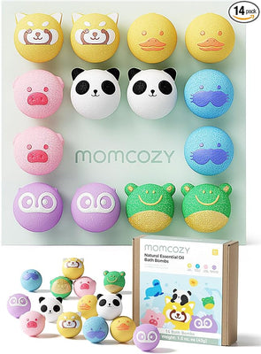 Momcozy Natural Essential Oil Bath Bombs with 7 Cute Animal Shapes (14 Pcs)