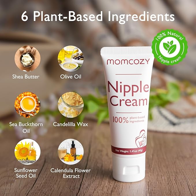 Momcozy Nipple Cream Safe for Breastfeeding, 100% Natural, Lanolin-Free