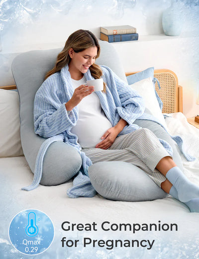 Momcozy U-Shaped Cooling Fabric Pregnancy Pillow
