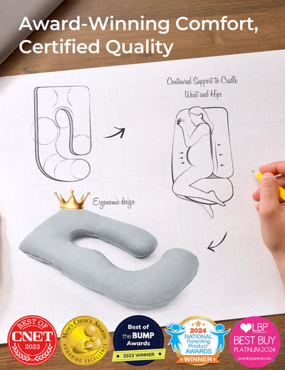 Momcozy U-Shaped Cooling Fabric Pregnancy Pillow