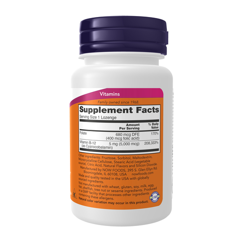 Now B12 5000mg + Folic 60 Lozanges