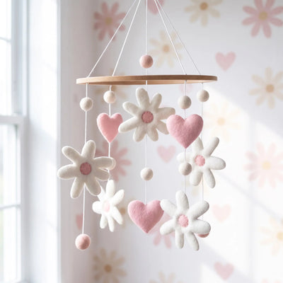 Miila Pink Daisy Flower Baby Nursery Mobile – Pink