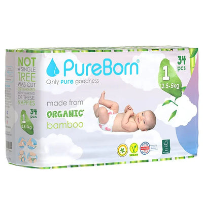 PureBorn Diapers Size 1 (up to 5kg)