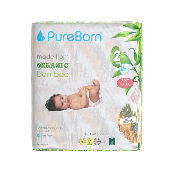 PureBorn Diapers Size 2 (3-6Kg)