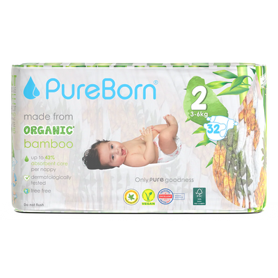 PureBorn Diapers Size 2 (3-6Kg)