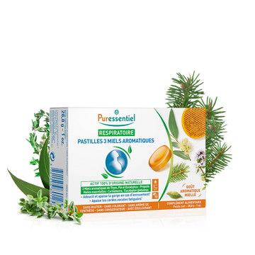 Puressentiel Respiratory pastilles with 3 aromatic honeys lozenges