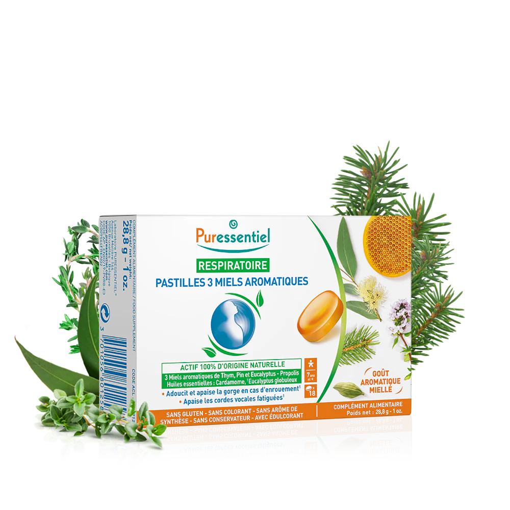 Puressentiel Respiratory pastilles with 3 aromatic honeys lozenges