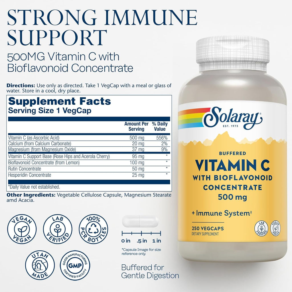 Solaray Buffered Vitamin C With Bioflavonoids Concentrate - 500 mg