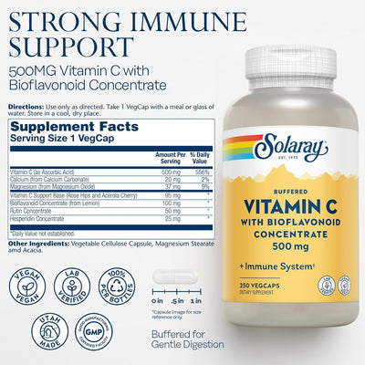 Solaray Buffered Vitamin C With Bioflavonoids Concentrate - 500 mg