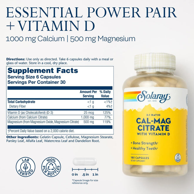 Solaray Cal-Mag Citrate & Vitamin D