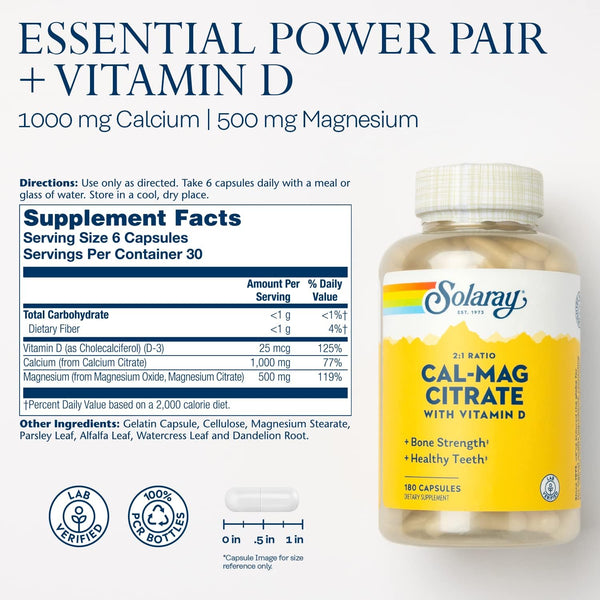 Solaray Cal-Mag Citrate & Vitamin D