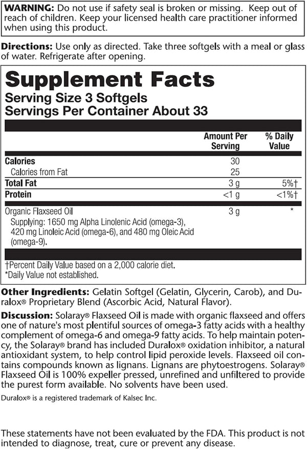 Solaray Flaxseed Oil Organic
