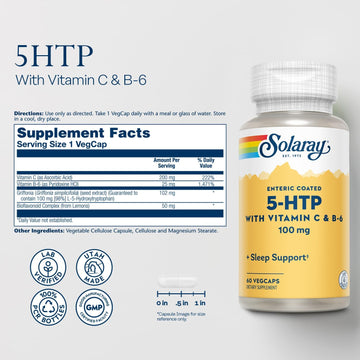 Solaray L-5-HTP 100 mg & Vitamin B6 & Vitamin C