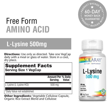 Solaray L-Lysine - Free Form 500 mg